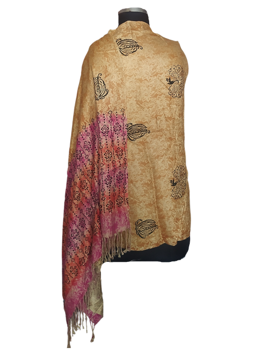 Women  Stole Flower print Peach